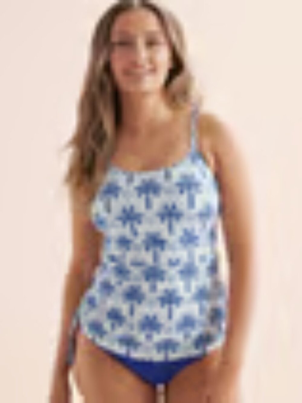 BNWT Turquoise Couture Mykonos Palm Tankini Top, XL, B